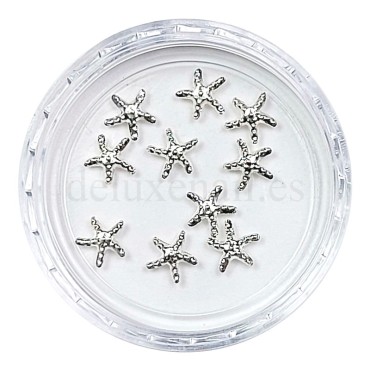 Decoración Metálica, Estrellas del mar, Plata, 10 un.