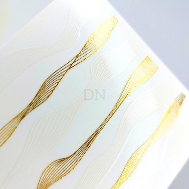 Pegatina adhesiva, ondas, blanco-dorado